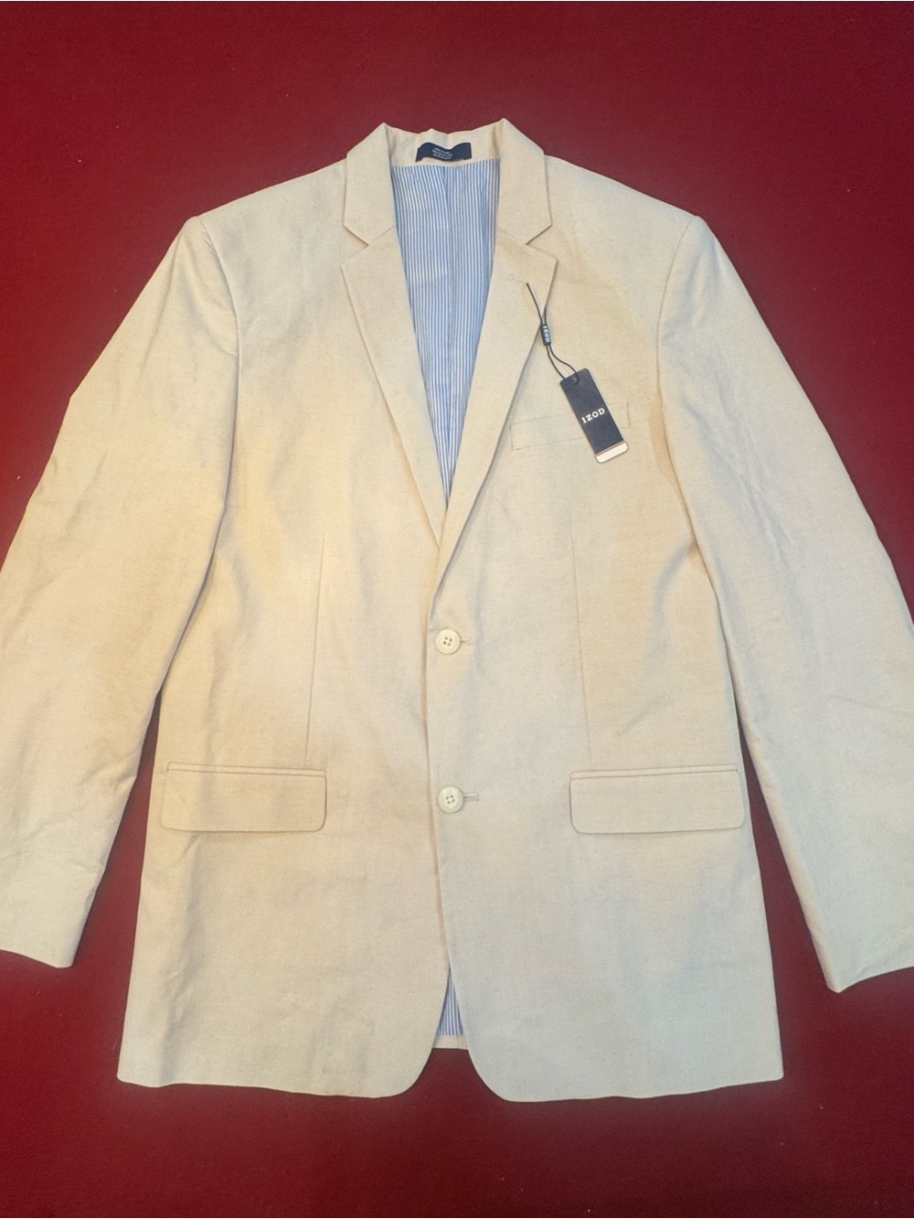 Izod Boy’s Size 18 Light Cream Linen Two-Button Blazer